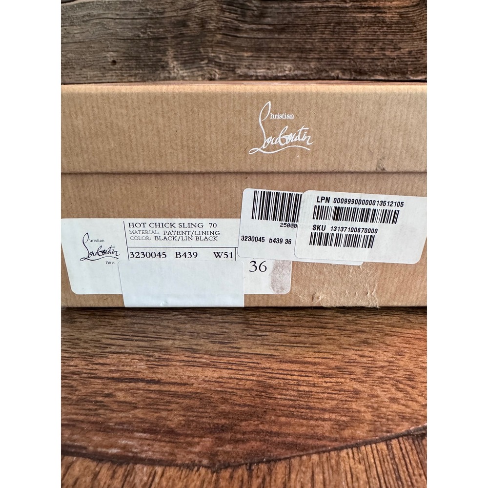 Christian Louboutin Hot Chick Sling 70 Black Patent Leather Pumps 36 us 6 NWB - Picture 2 of 12
